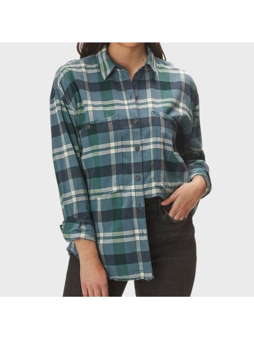 FREE PEOPLE Loveland Plaid Button Down Long Sleeve Shirt NWOT
